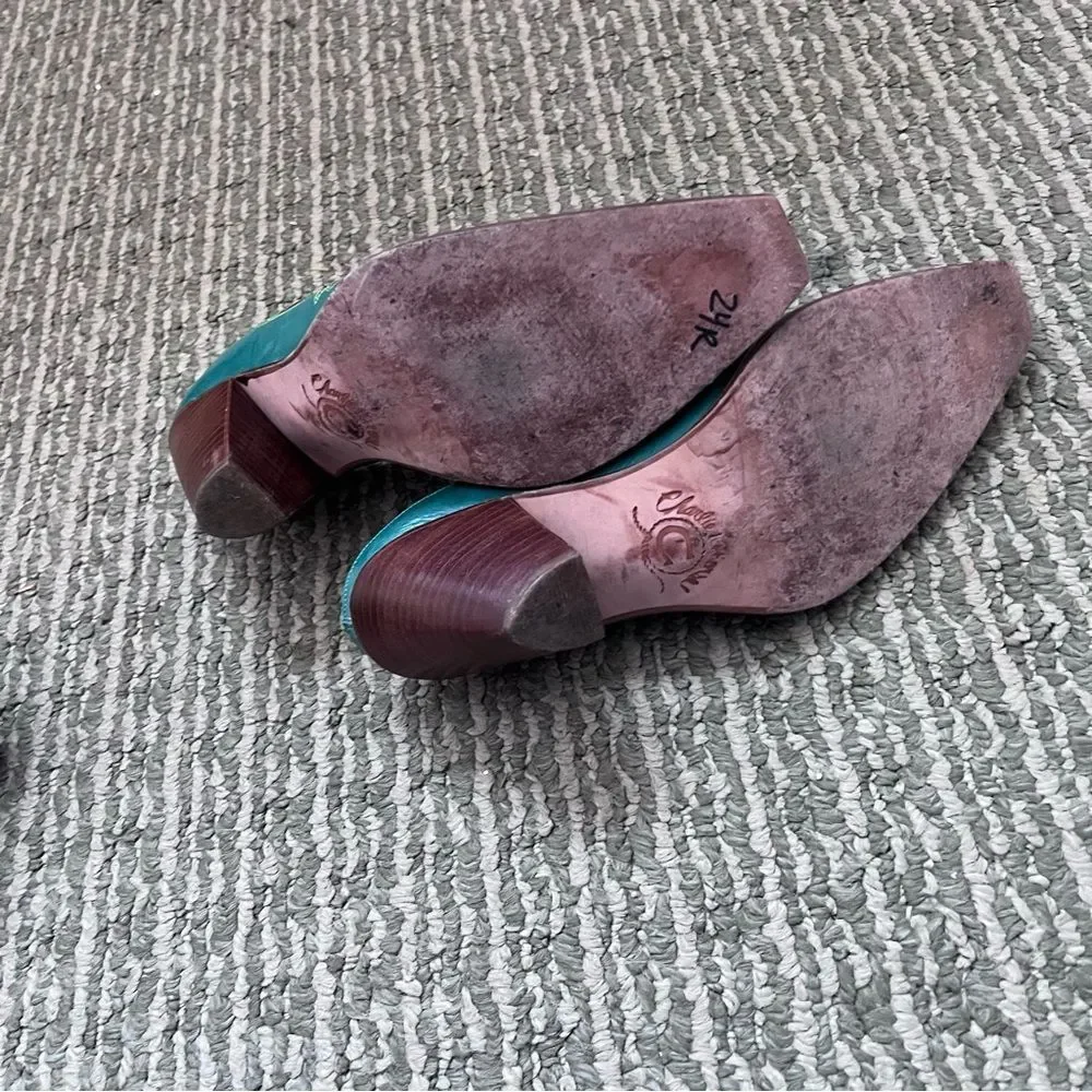 Charlie 1 Horse Teal slip on mules size 6B - Picture 6 of 10